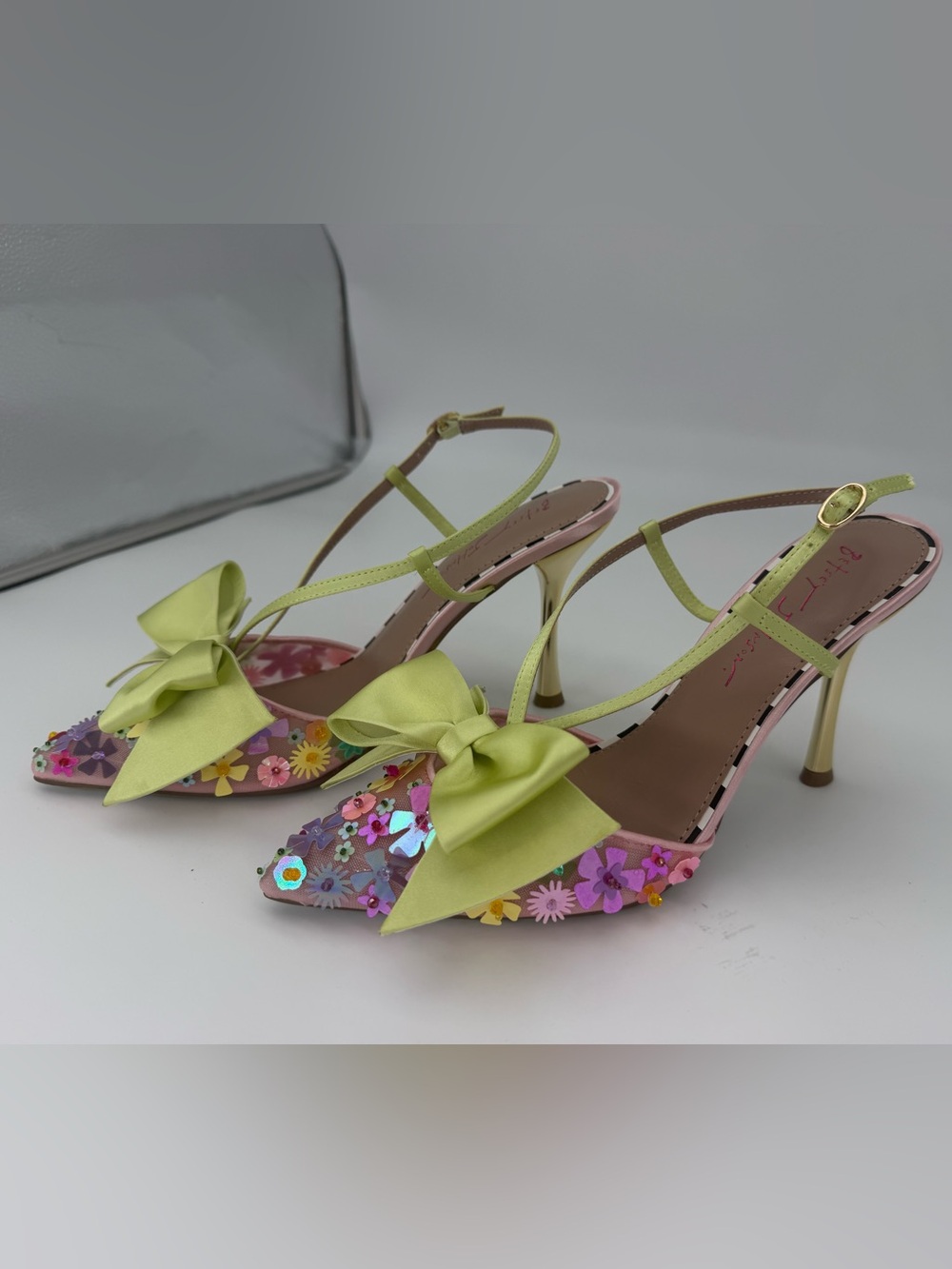 Betsey Johnson Melisa Floral Bow Slingback Heels - Pink Multi (Size 9.5M) - Picture 2 of 5
